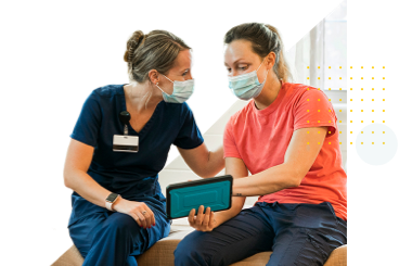 Healthcare provider with patient wearing masks